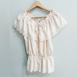 Ya Los Angeles Collar Laser Cut Blouse